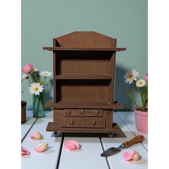 Doll House Wooden Bookcase or Hanging Shelf 9.5" tall x 7" wide - Picture 2 of 6